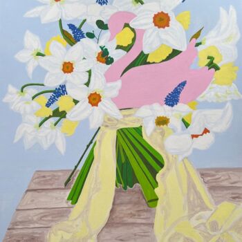 Painting titled "Spring optimism" by Julia Bakhareva, Original Artwork, Acrylic Mounted on Wood Stretcher frame