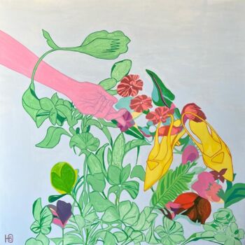 Painting titled "Garden of Eden" by Julia Bakhareva, Original Artwork, Acrylic Mounted on Wood Stretcher frame