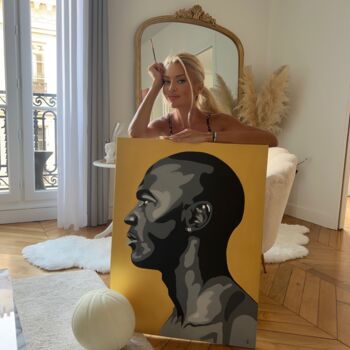 Pintura titulada "MJ golden" por Julia Battaia, Obra de arte original, Acrílico Montado en Bastidor de camilla de madera