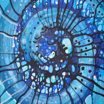 Painting titled "Blue abstract portal" by Julia Brinkfrau, Original Artwork, Acrylic