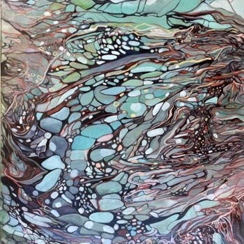 Painting titled "Large abstract gree…" by Julia Brinkfrau, Original Artwork, Oil