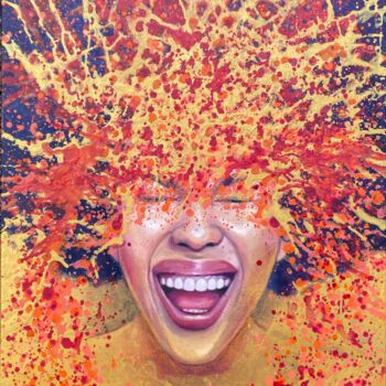 Painting titled "colorful laughing w…" by Julia Brinkfrau, Original Artwork, Oil