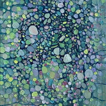 Painting titled "abstract green blue…" by Julia Brinkfrau, Original Artwork, Oil
