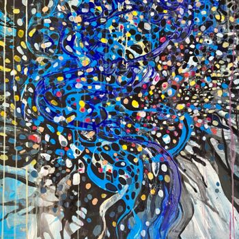 Painting titled "Large abstract blue…" by Julia Brinkfrau, Original Artwork, Acrylic