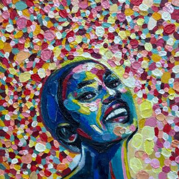 Malarstwo zatytułowany „black woman colorfu…” autorstwa Julia Brinkfrau, Oryginalna praca, Olej
