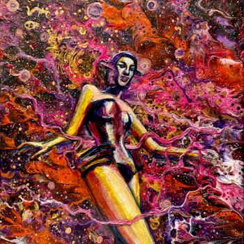 Malerei mit dem Titel "Woman outer space p…" von Julia Brinkfrau, Original-Kunstwerk, Acryl