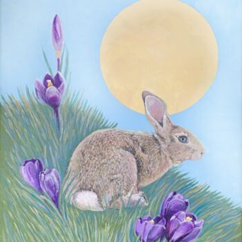 Painting titled "Easter hare painting" by Julia Brinkfrau, Original Artwork, Acrylic