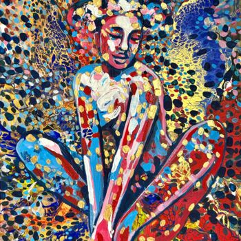 Картина под названием "Boring geisha abstr…" - Julia Brinkfrau, Подлинное произведение искусства, Акрил