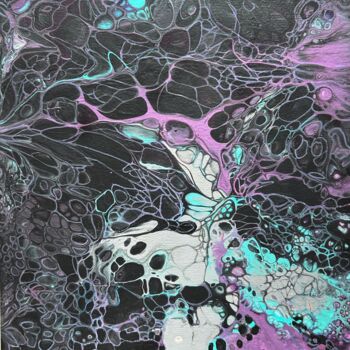 Malerei mit dem Titel "Black lilac türkis…" von Julia Brinkfrau, Original-Kunstwerk, Acryl