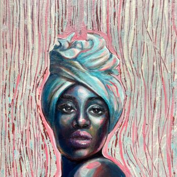 Malerei mit dem Titel "Woman in turban pai…" von Julia Brinkfrau, Original-Kunstwerk, Öl