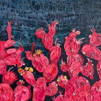 Pintura intitulada "Cactus red indigo b…" por Julia Brinkfrau, Obras de arte originais, Acrílico