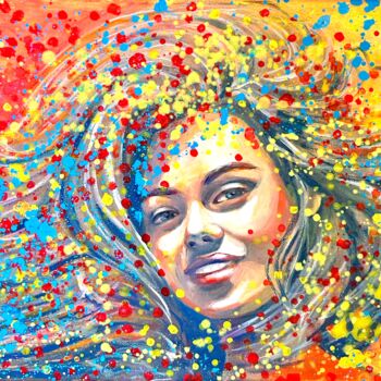 Malerei mit dem Titel "Colorful portrait p…" von Julia Brinkfrau, Original-Kunstwerk, Acryl