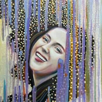 Картина под названием "Laughing woman in l…" - Julia Brinkfrau, Подлинное произведение искусства, Масло