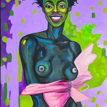 Painting titled "Colorful black woma…" by Julia Brinkfrau, Original Artwork, Acrylic