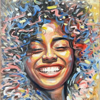 Pintura titulada "Colorful joyful wom…" por Julia Brinkfrau, Obra de arte original, Acrílico