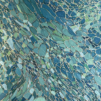 Pintura intitulada "Long green blue acr…" por Julia Brinkfrau, Obras de arte originais, Acrílico
