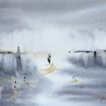 Painting titled "Alone" by Julia Bunkevich, Original Artwork, Watercolor