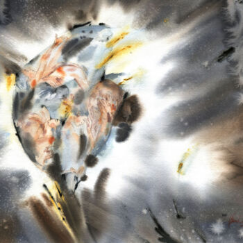 Peinture intitulée "Inner Echo" par Julia Bunkevich, Œuvre d'art originale, Aquarelle