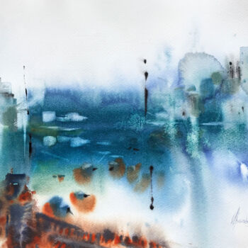 Painting titled "Waterfront" by Julia Bunkevich, Original Artwork, Watercolor