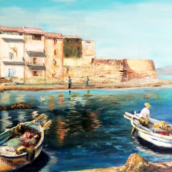 Malerei mit dem Titel "Saint-Tropez la-pou…" von Julia Colletto, Original-Kunstwerk, Acryl Auf Keilrahmen aus Holz montiert