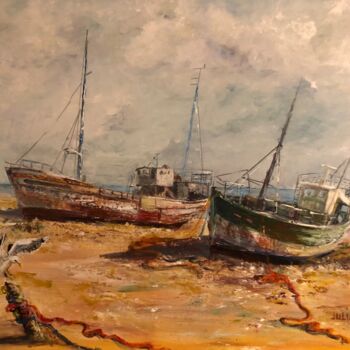 Peinture intitulée "vieux bateaux à Cam…" par Julia Colletto, Œuvre d'art originale, Acrylique