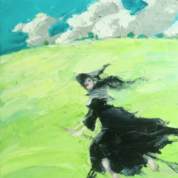 Pintura intitulada "The flight" por Julia Elkina, Obras de arte originais, Óleo