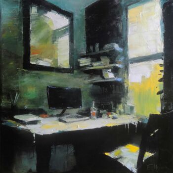 Painting titled "Remote work" by Julia Elkina, Original Artwork, Oil