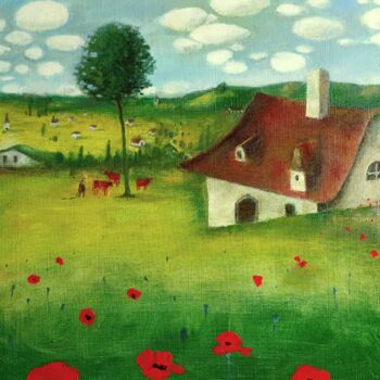 Pintura titulada "Summer pastoral" por Julia Elkina, Obra de arte original, Oleo