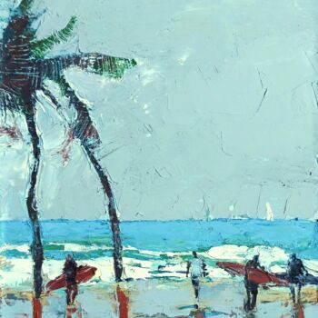 Картина под названием "The beach" - Julia Elkina, Подлинное произведение искусства, Масло