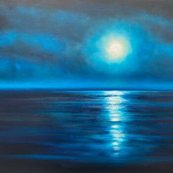 Painting titled "One More Moondance" by Julia Everett, Original Artwork, Oil Mounted on Wood Stretcher frame