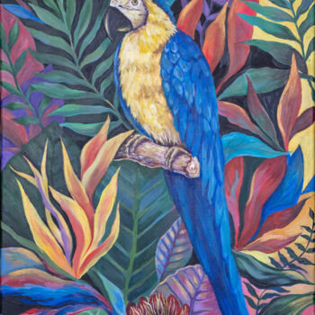 Painting titled "Mysterious parrot M…" by Julia Filimonova, Original Artwork, Acrylic
