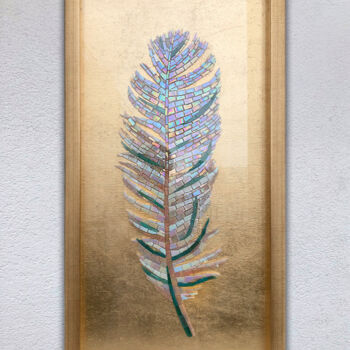 Scultura intitolato "Feather" da Julia Gorbunova, Opera d'arte originale, Mosaico
