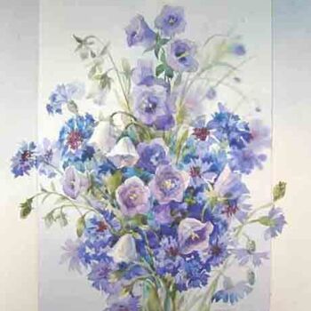 Painting titled "Blue bouquet" by Julia Kirilina, Original Artwork, Oil