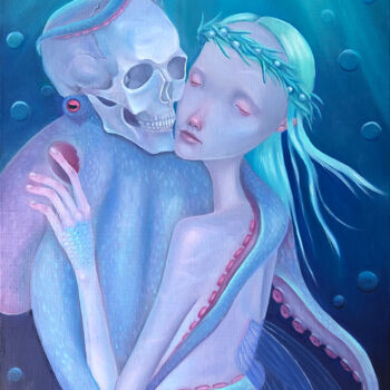Картина под названием "Dancing Mermaid" - Julia Kuzina, Подлинное произведение искусства, Масло Установлен на Деревянная рам…