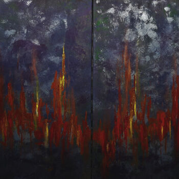 Malarstwo zatytułowany „Rhythm II, abstract…” autorstwa Julia Leon, Oryginalna praca, Akryl Zamontowany na Drewniana rama no…