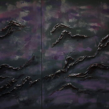Pintura titulada "Mountains view, abs…" por Julia Leon, Obra de arte original, Acrílico Montado en Bastidor de camilla de ma…