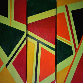 Pintura intitulada "Geometric abstract…" por Julia Leon, Obras de arte originais, Acrílico Montado em Armação em madeira