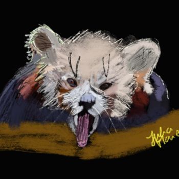 Digital Arts titled "Roter Panda" by Julia Maier, Original Artwork, Digital Painting