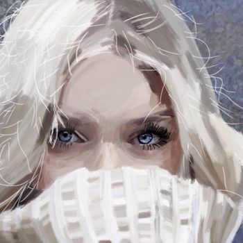 Digitale Kunst mit dem Titel "Winter 🥶 Blonde Frau" von Julia Maier, Original-Kunstwerk, Digitale Malerei