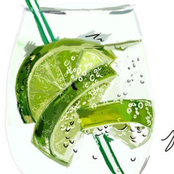 数字艺术 标题为“Limetten Cocktail” 由Julia Maier, 原创艺术品, 数字油画