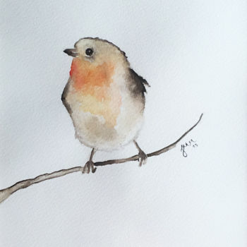 Painting titled "Little Bird Waterco…" by Julia Martinez, Original Artwork, Watercolor