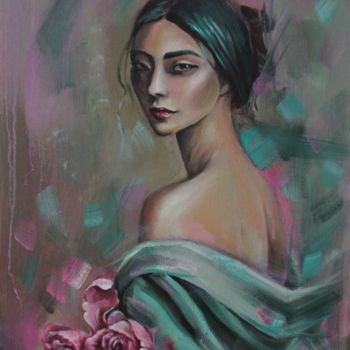 Картина под названием "Восточная красавица" - Юлия Бут, Подлинное произведение искусства, Масло Установлен на Деревянная рам…