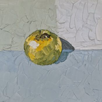 Painting titled "Яблоко. Apple" by Julia Musina, Original Artwork, Oil Mounted on Wood Stretcher frame