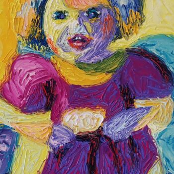Pintura titulada "Радость куклы 3 Pou…" por Julia Musina, Obra de arte original, Oleo Montado en Bastidor de camilla de made…