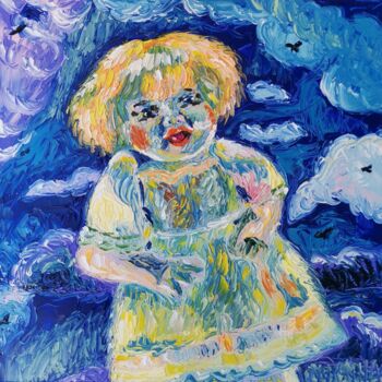 Malarstwo zatytułowany „Радость куклы 9 Есм…” autorstwa Julia Musina, Oryginalna praca, Olej Zamontowany na Drewniana rama n…