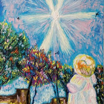 Peinture intitulée ""Радость куклы 13 В…" par Julia Musina, Œuvre d'art originale, Huile Monté sur Châssis en bois