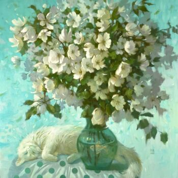 Картина под названием "Белые сны" - Julia Nepokrytaya, Подлинное произведение искусства, Масло Установлен на Деревянная рама…