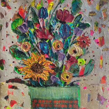Pintura titulada "Abstract flowers im…" por Julia Ozerova, Obra de arte original, Oleo