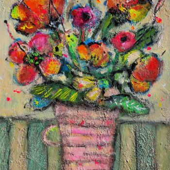 Peinture intitulée "Textured flowers ar…" par Julia Ozerova, Œuvre d'art originale, Huile