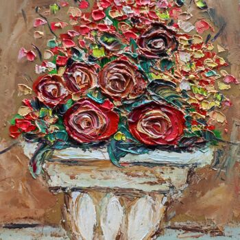 Painting titled "Abstract flowers ar…" by Julia Ozerova, Original Artwork, Oil